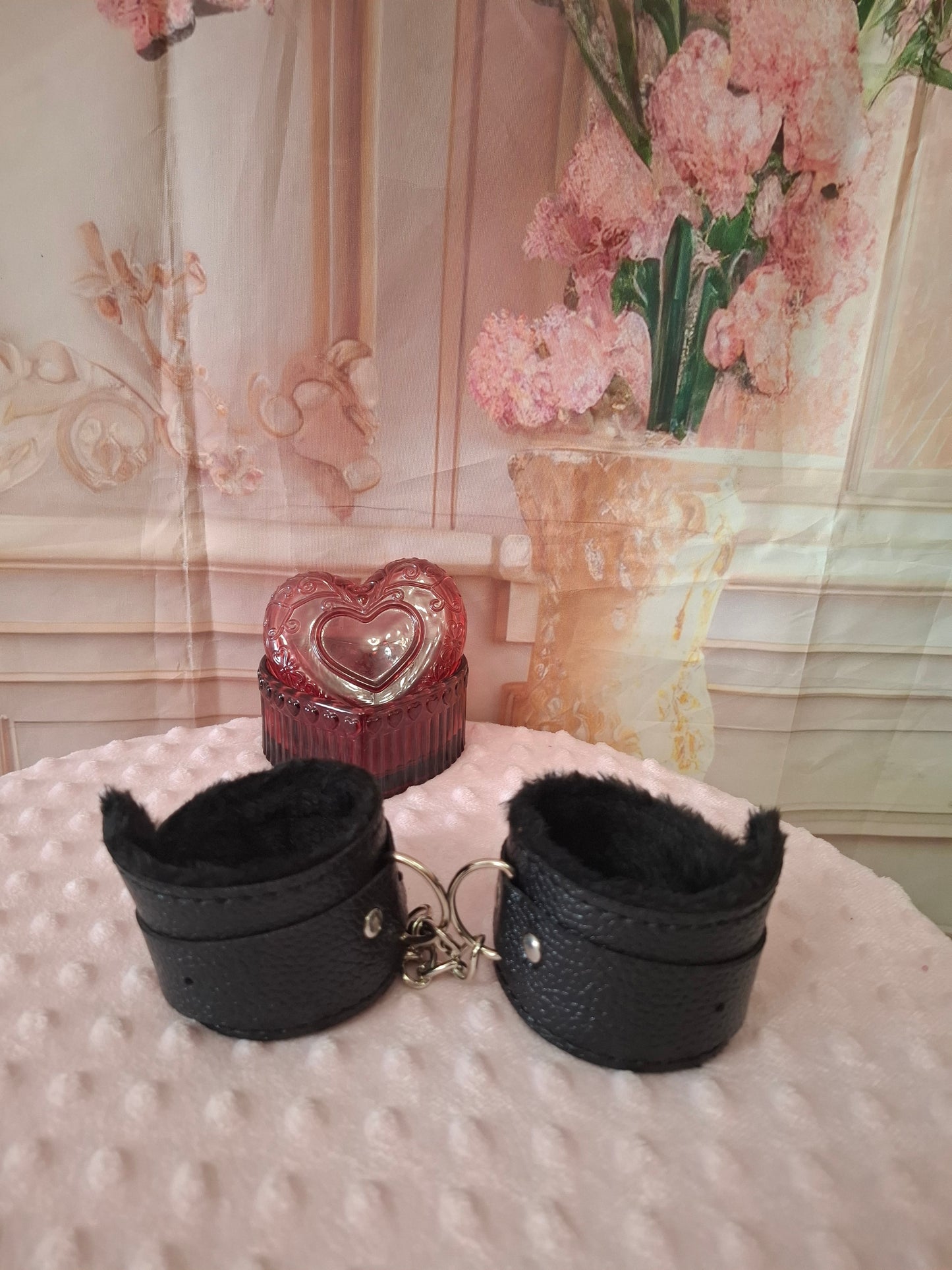Pareja de Esposas de Peluche — Negro y Rosa