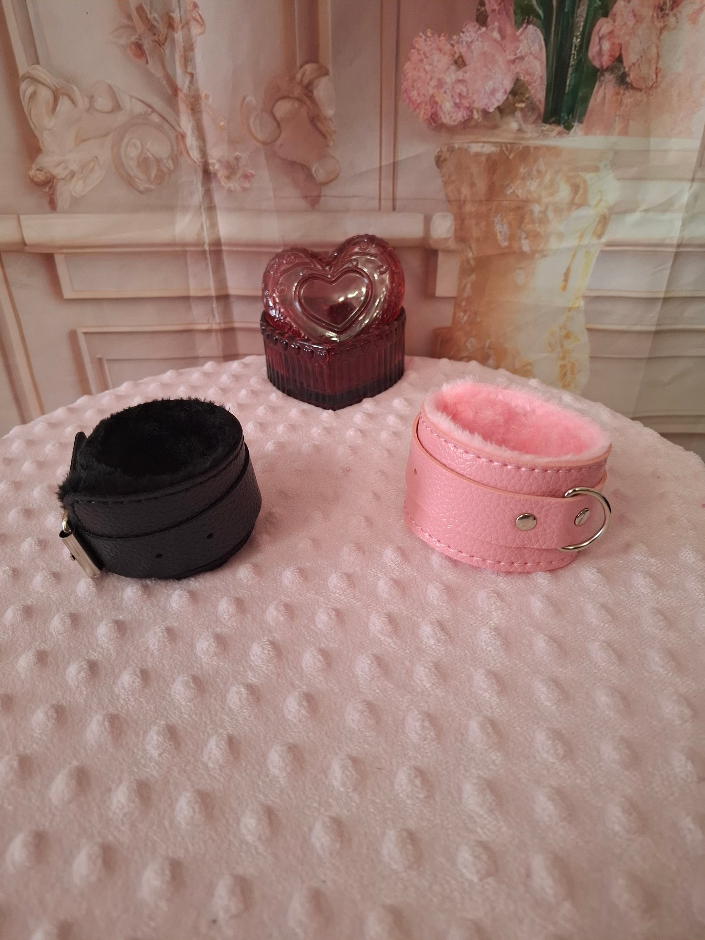 Pareja de Esposas de Peluche — Negro y Rosa