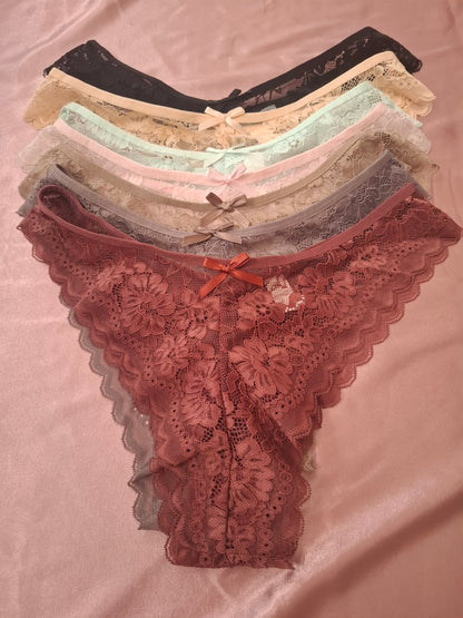 Pack de 7 Braguitas de Encaje en Colores Surtidos