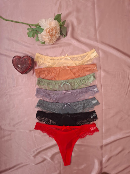 Pack de 7 braguitas de Encaje en Colores Variados