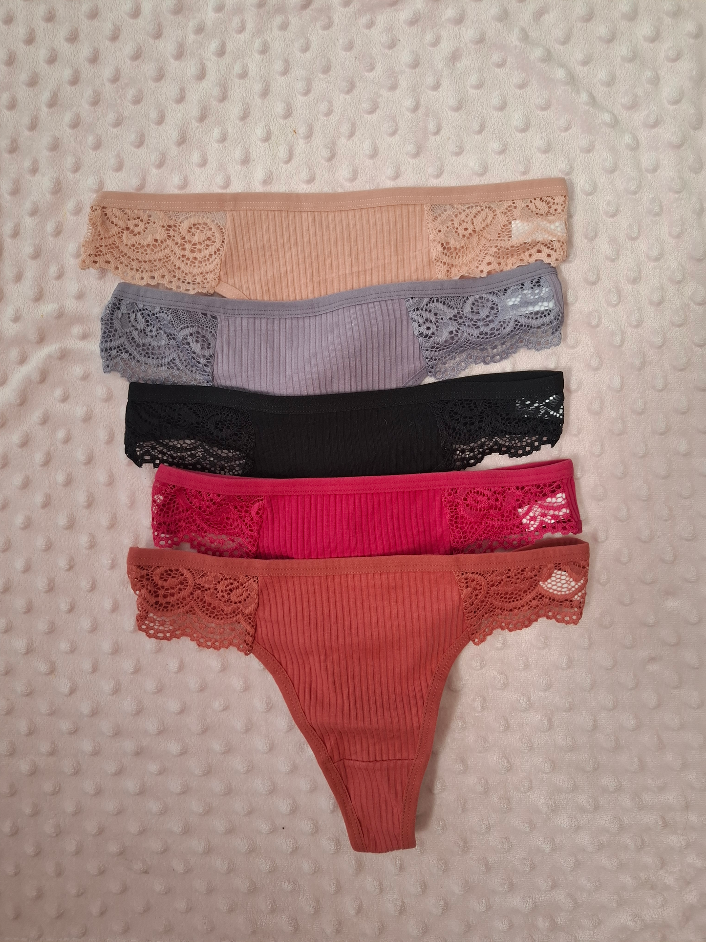 Pack x5 Bombachas de Encaje y Algodón – Colores Surtidos