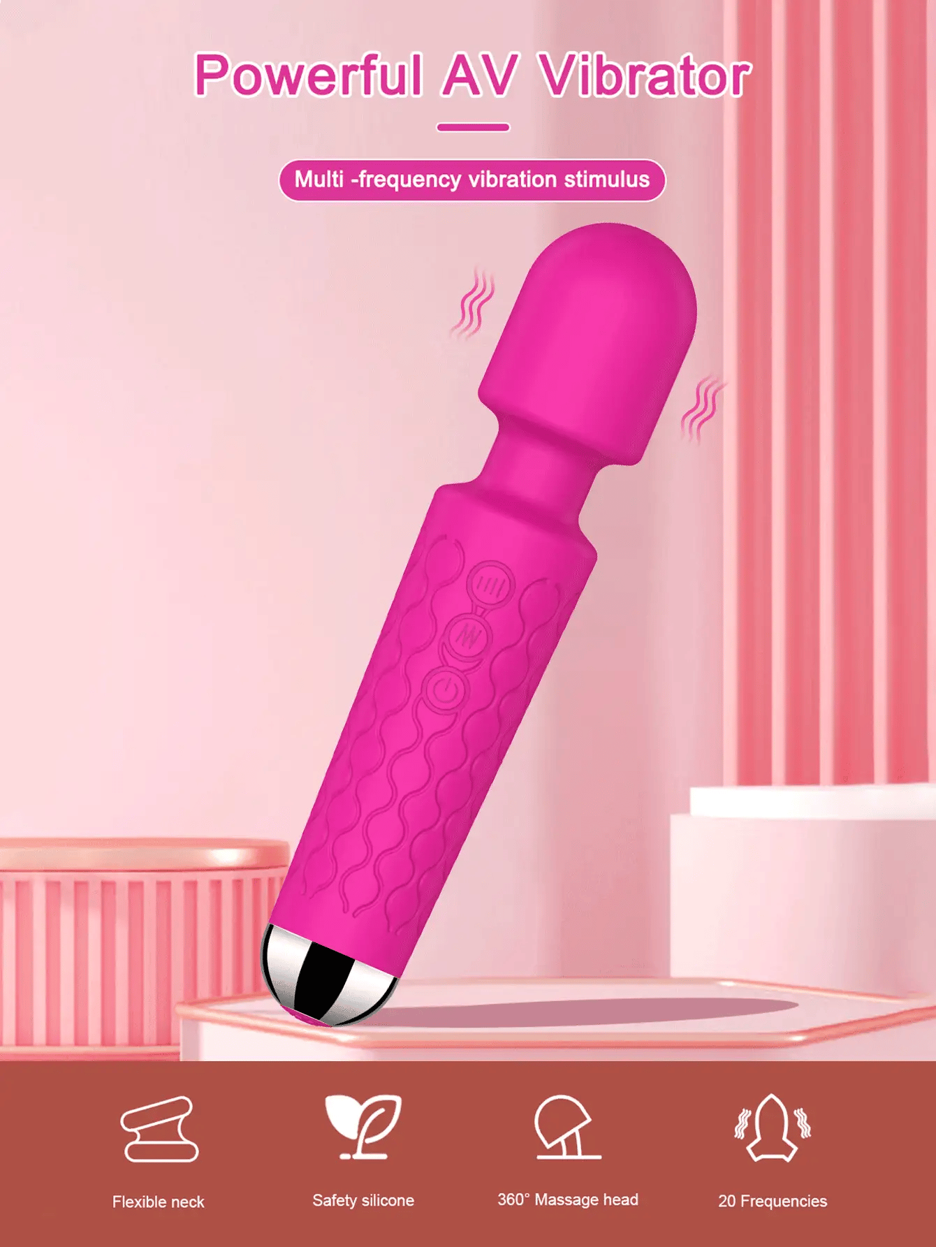 Vibrador AV Potente — Multi-Frecuencia
